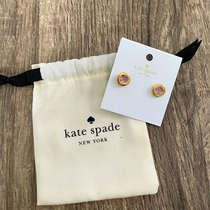Kate Spade studded earrings, hold with purple spades